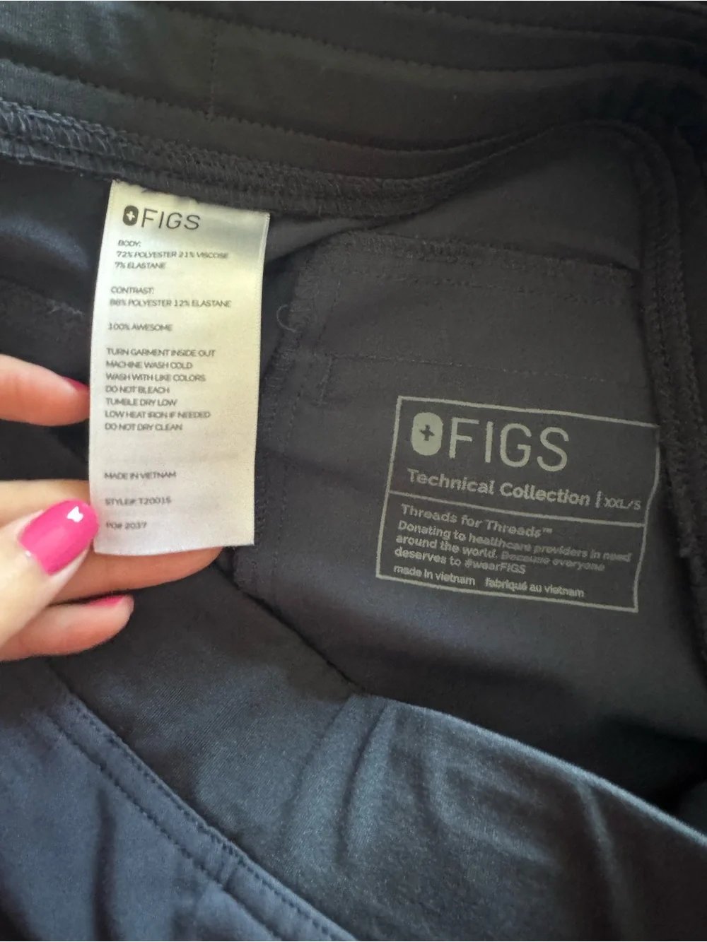 FIGS Men’s XXL Technical Collection Charcoal Gray Scrub Set Straight Leg